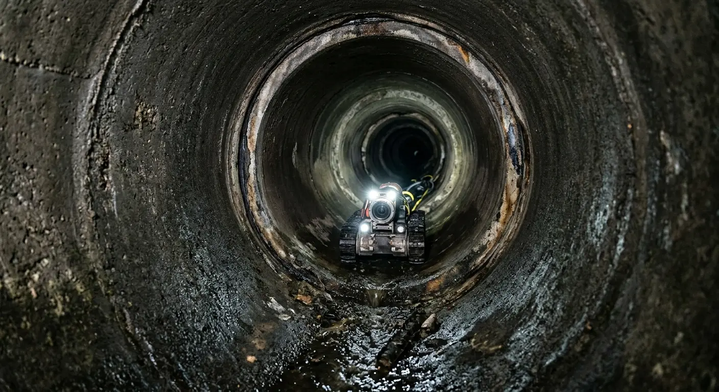 Robotic sewer camera inspecting pipe interior for Sewer Line Repair in Cinco Ranch
